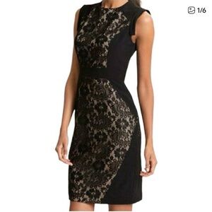 EUC Adrianna Papell Black Lace Mini Dress Sz 8